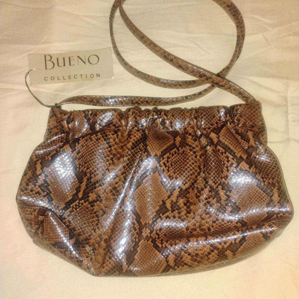 Bueno Brown Snake Print Shoulder Bag